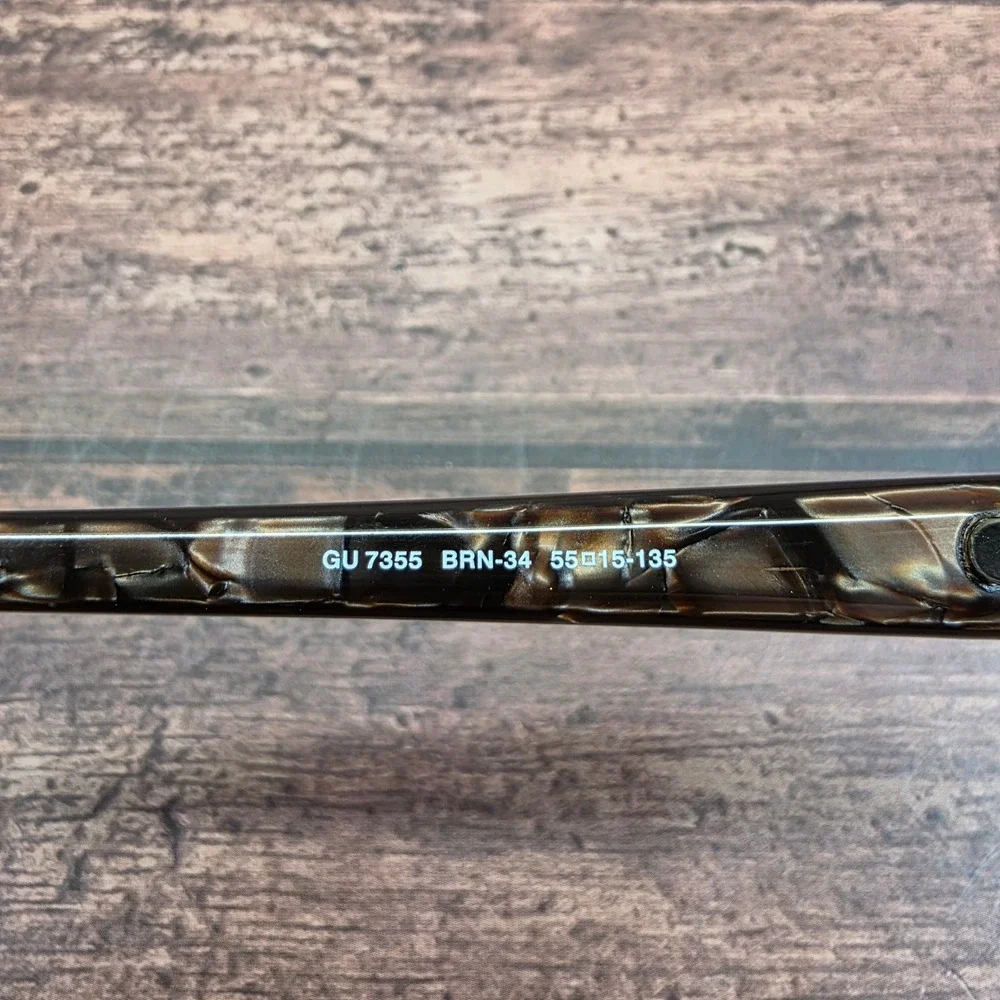 Guess GU 7355 BRN-34 Brown Cat Eye Eyeglass Frames Gold Logo 55-15-135